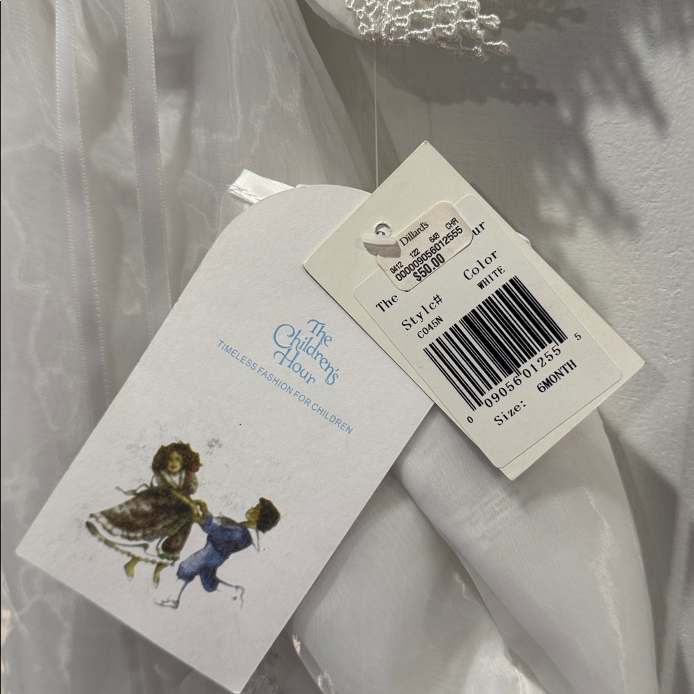 Baptism Christening White Dress with Floral Accents - Picture 5 of 11